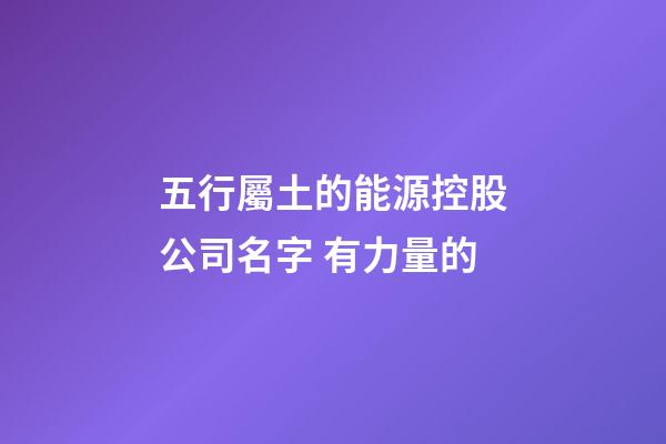 五行屬土的能源控股公司名字 有力量的-第1張-公司起名-玄機派